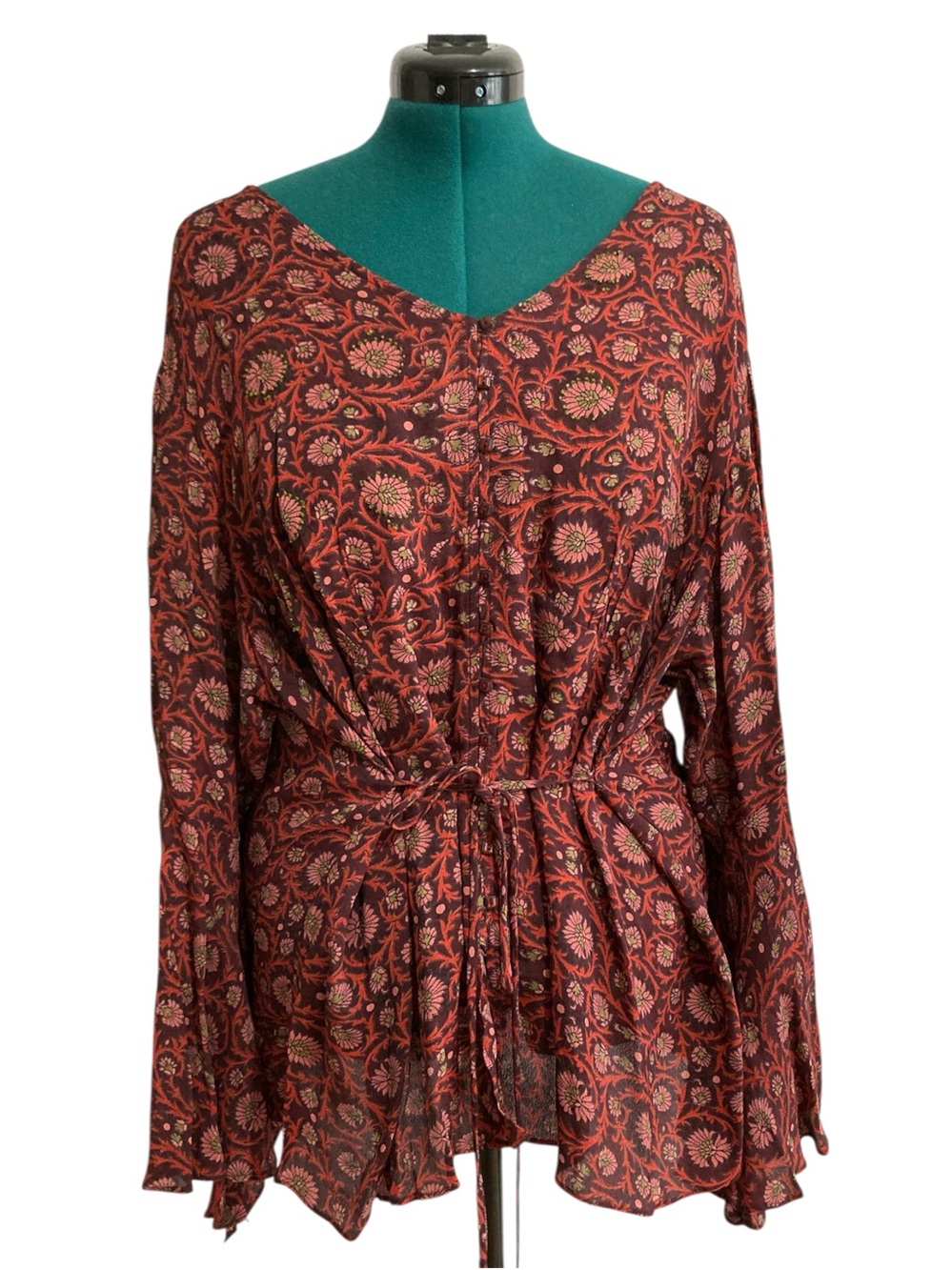 Vintage Venezia Boho Bell Sleeve Button Down Blouse